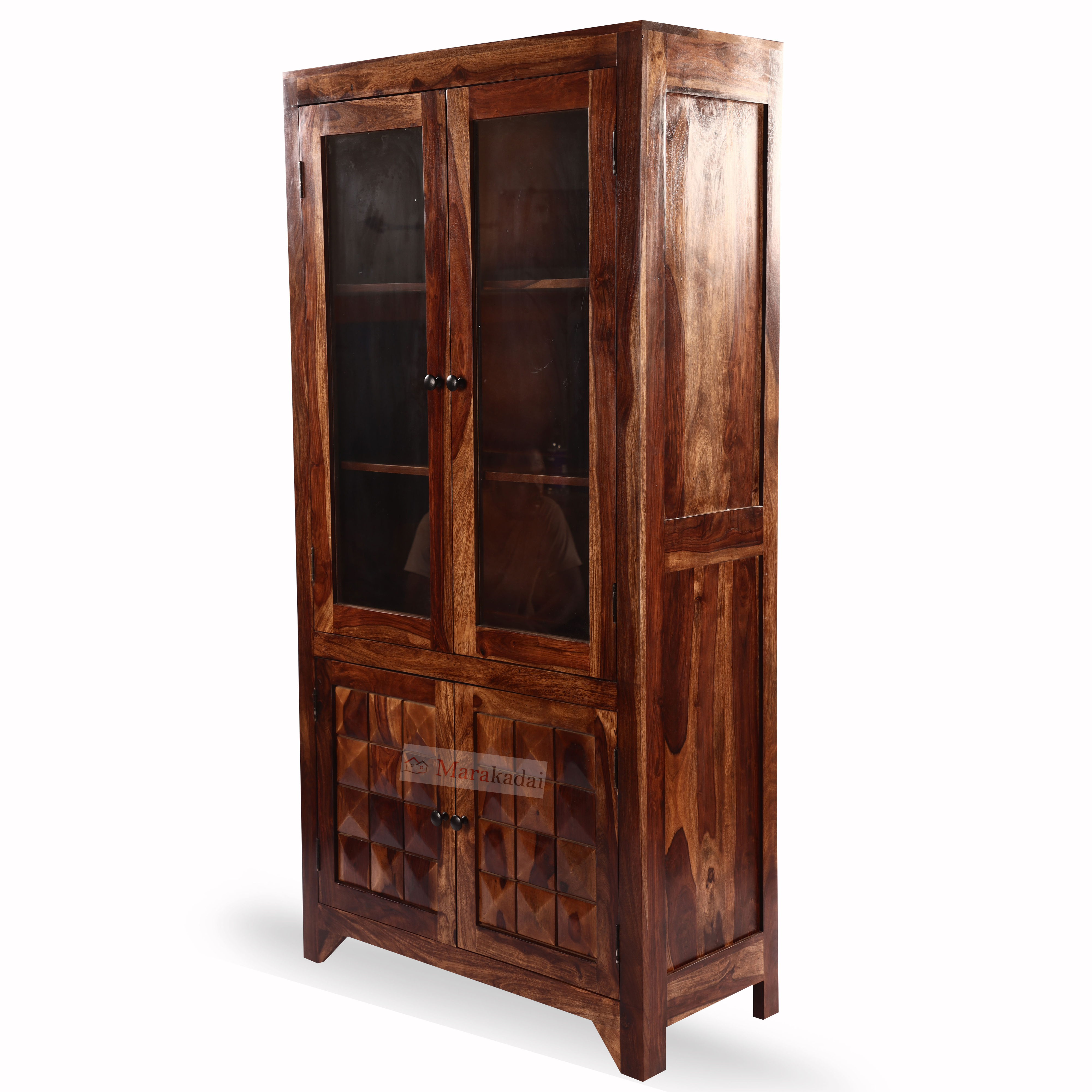 2 Door Glass Book Shelf