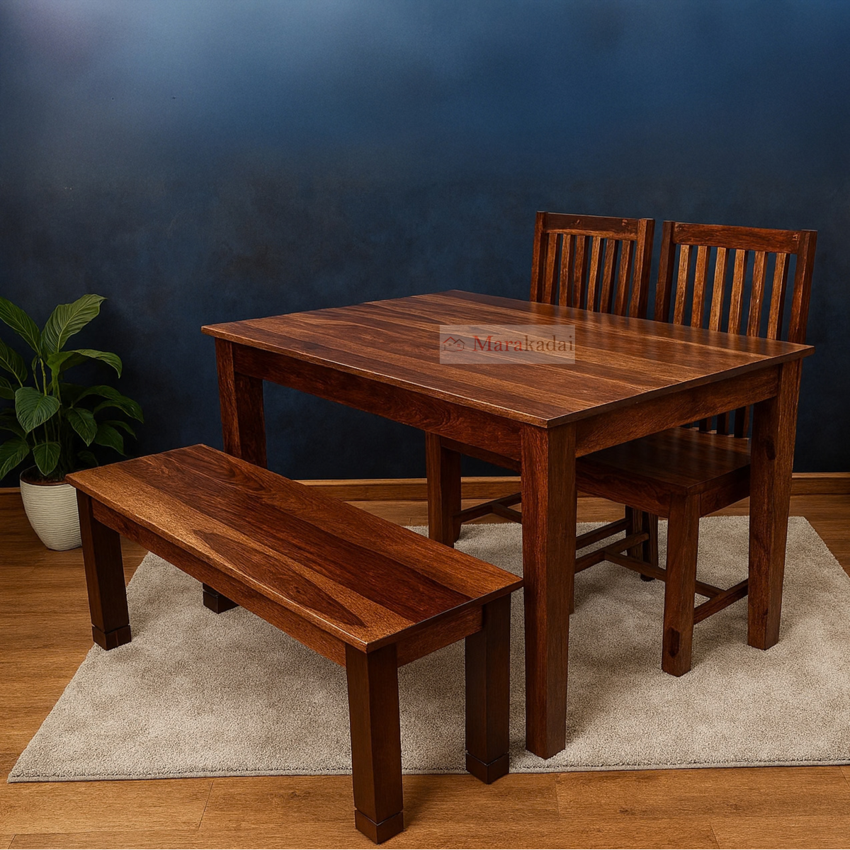 PETER  4FT DINING TABLE SET 1+2+1