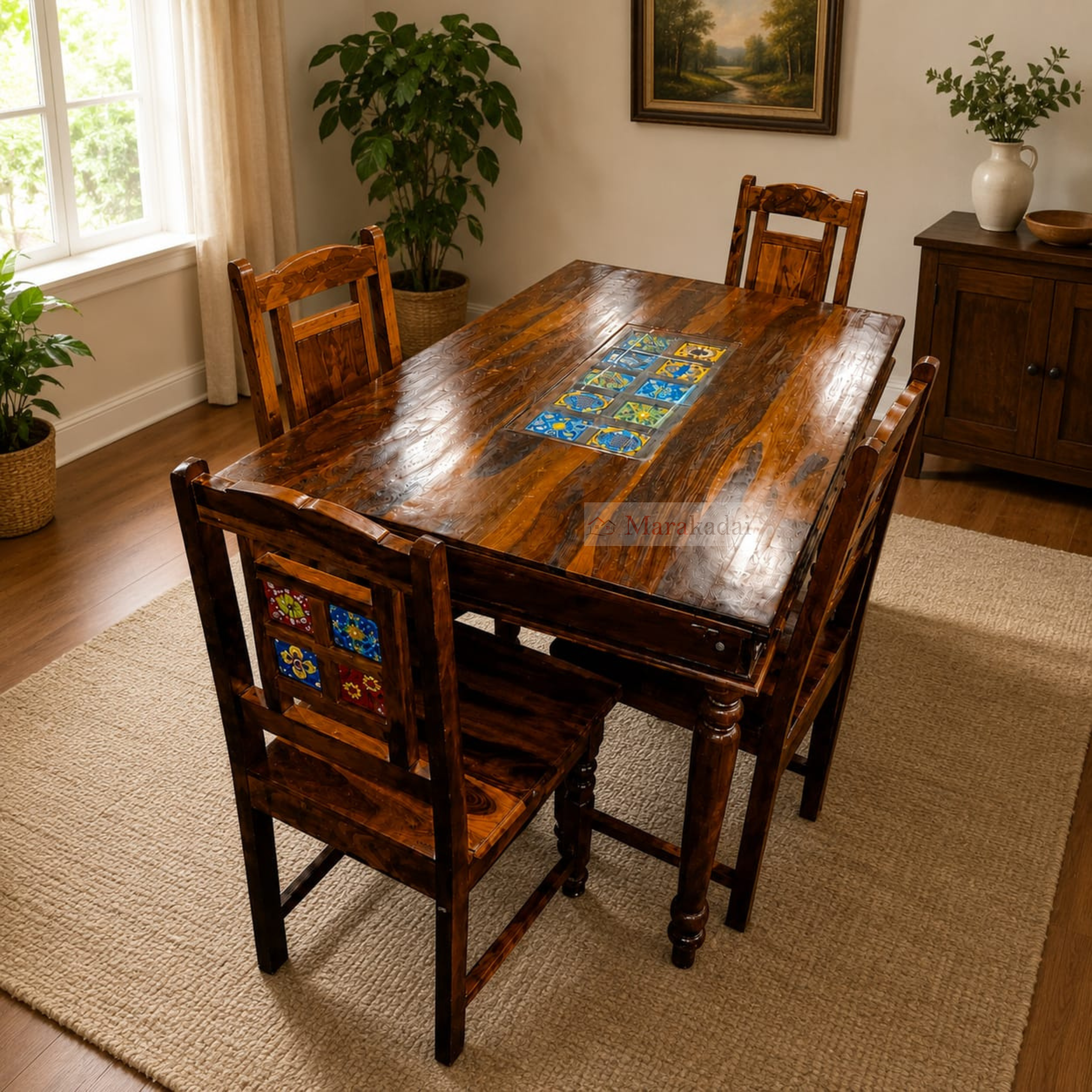 TILES DINNING TABLE  5FT 1+4