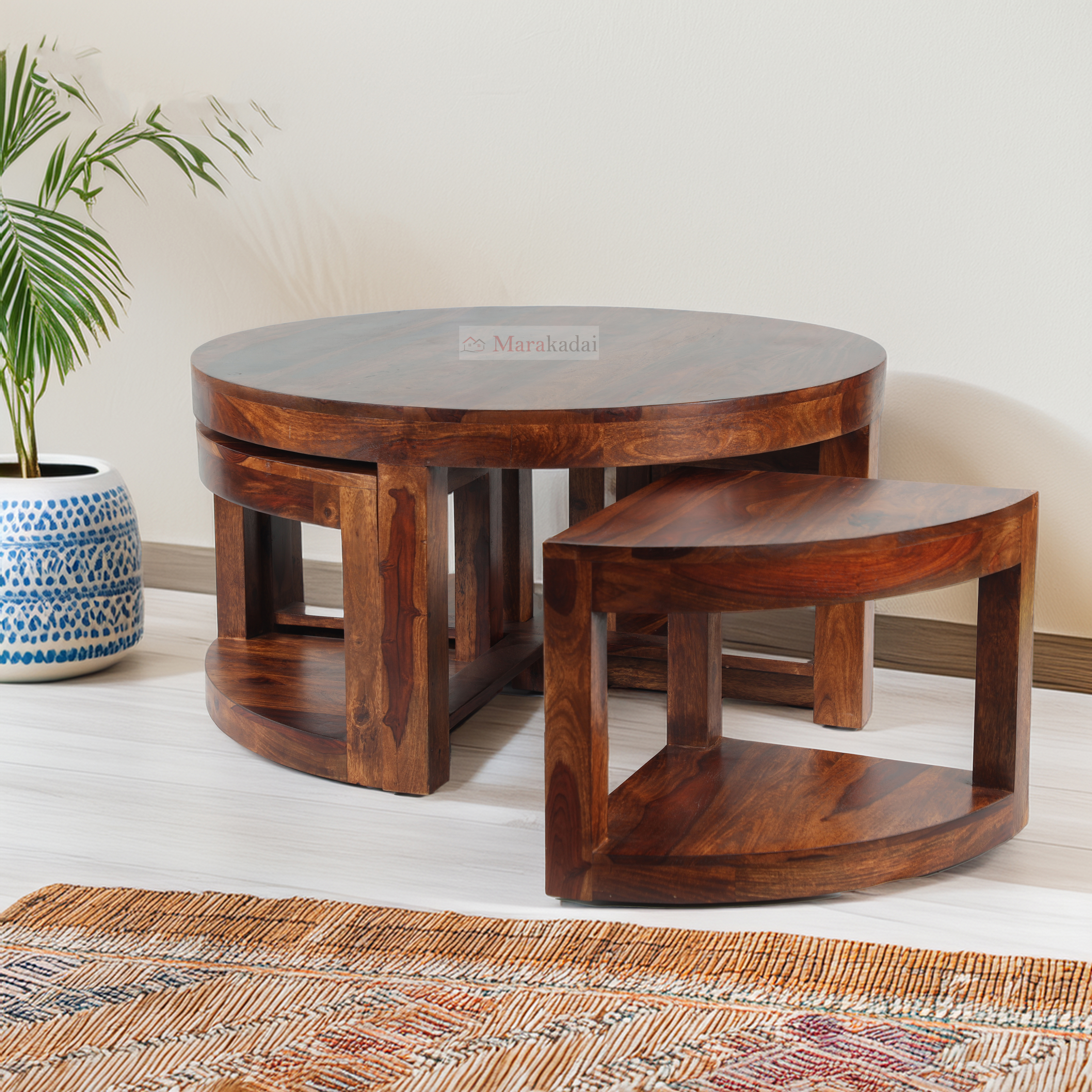 Round Coffee Table 4 Stool