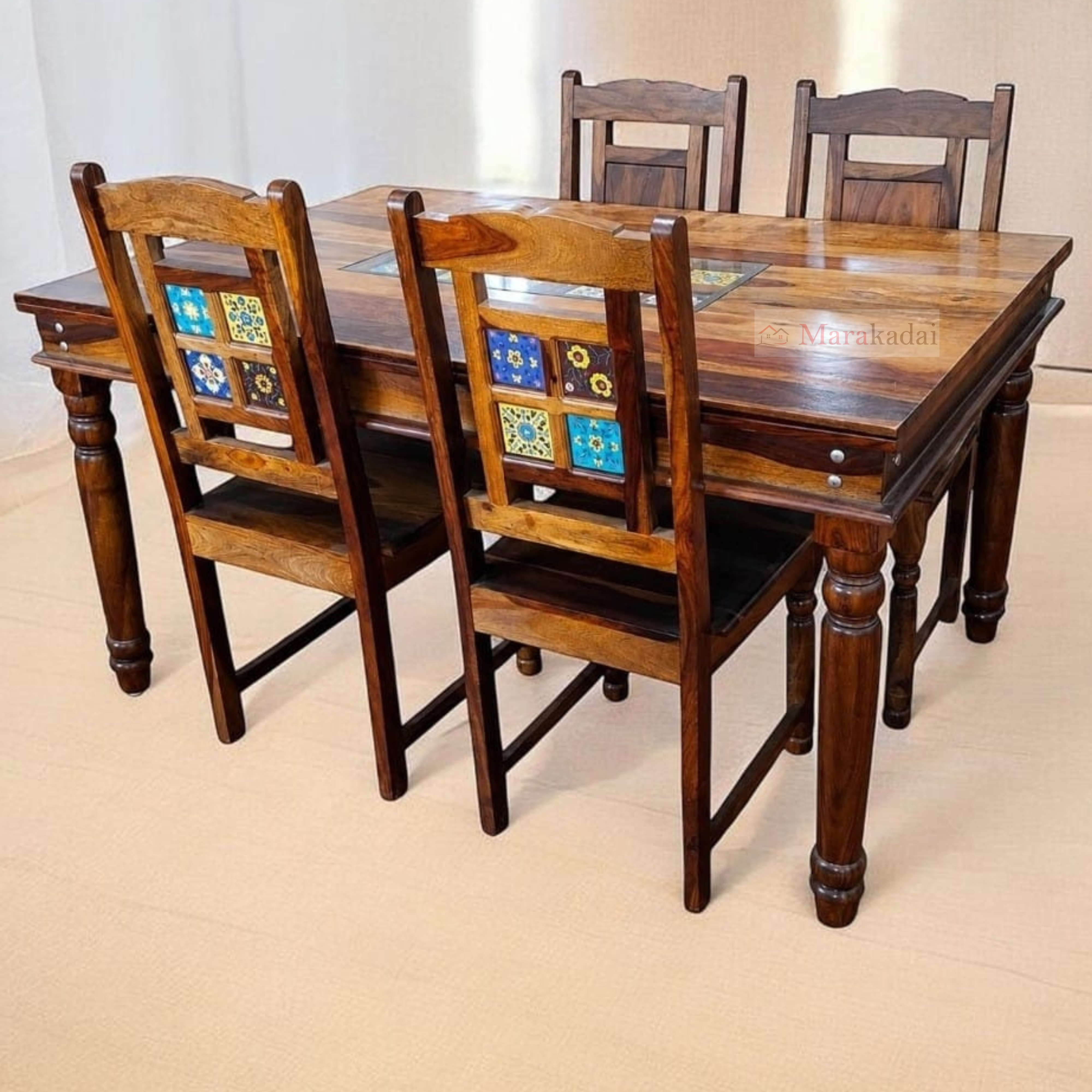 TILES DINNING TABLE  5FT 1+4