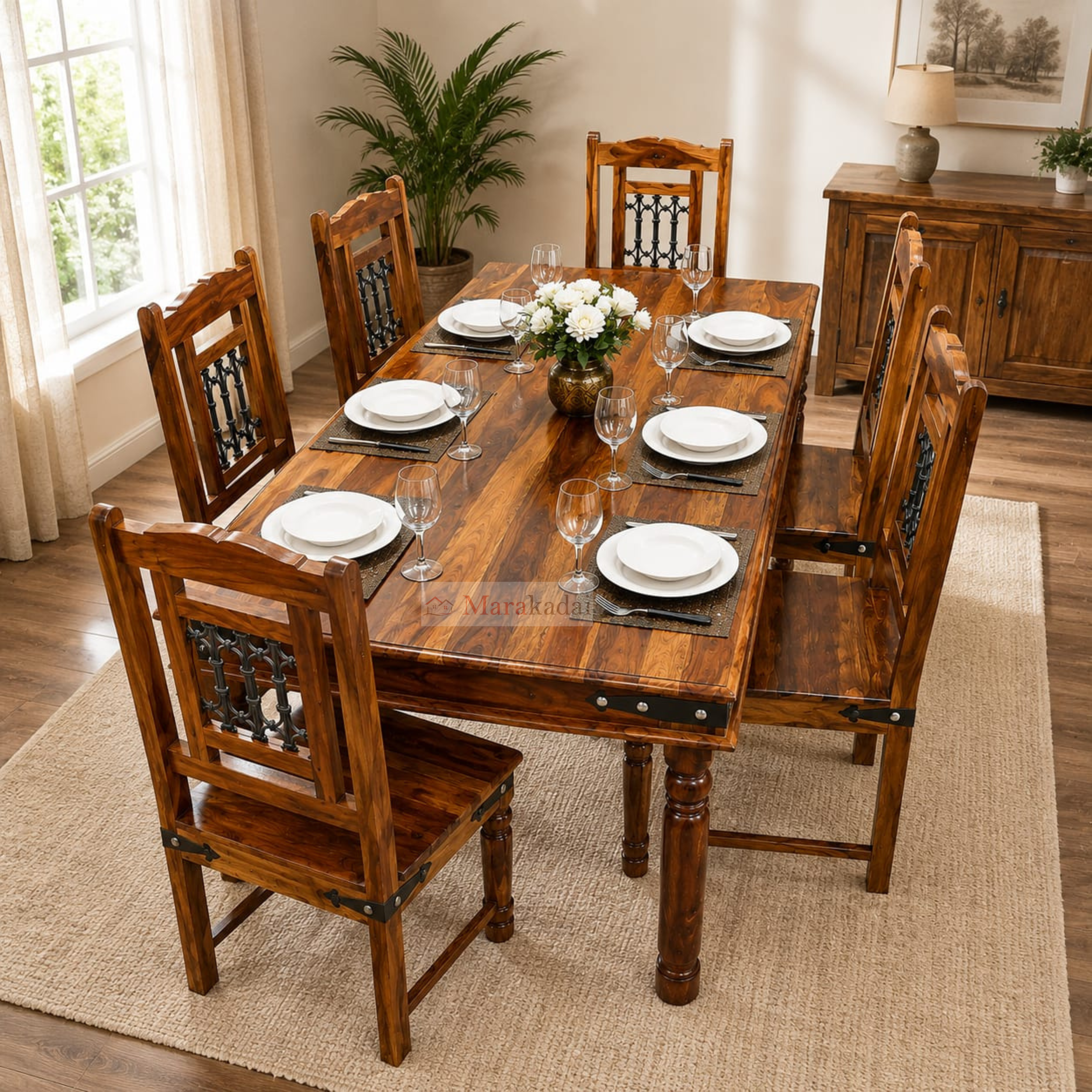 jali dining table 5ft 1+6