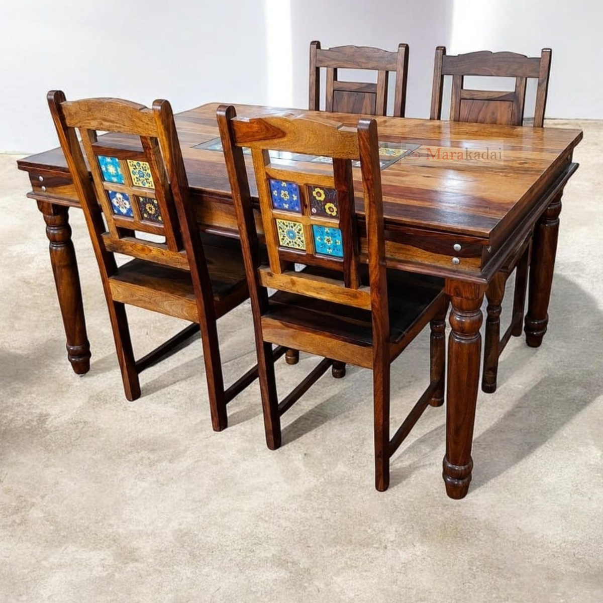 TILES DINNING TABLE  5FT 1+4