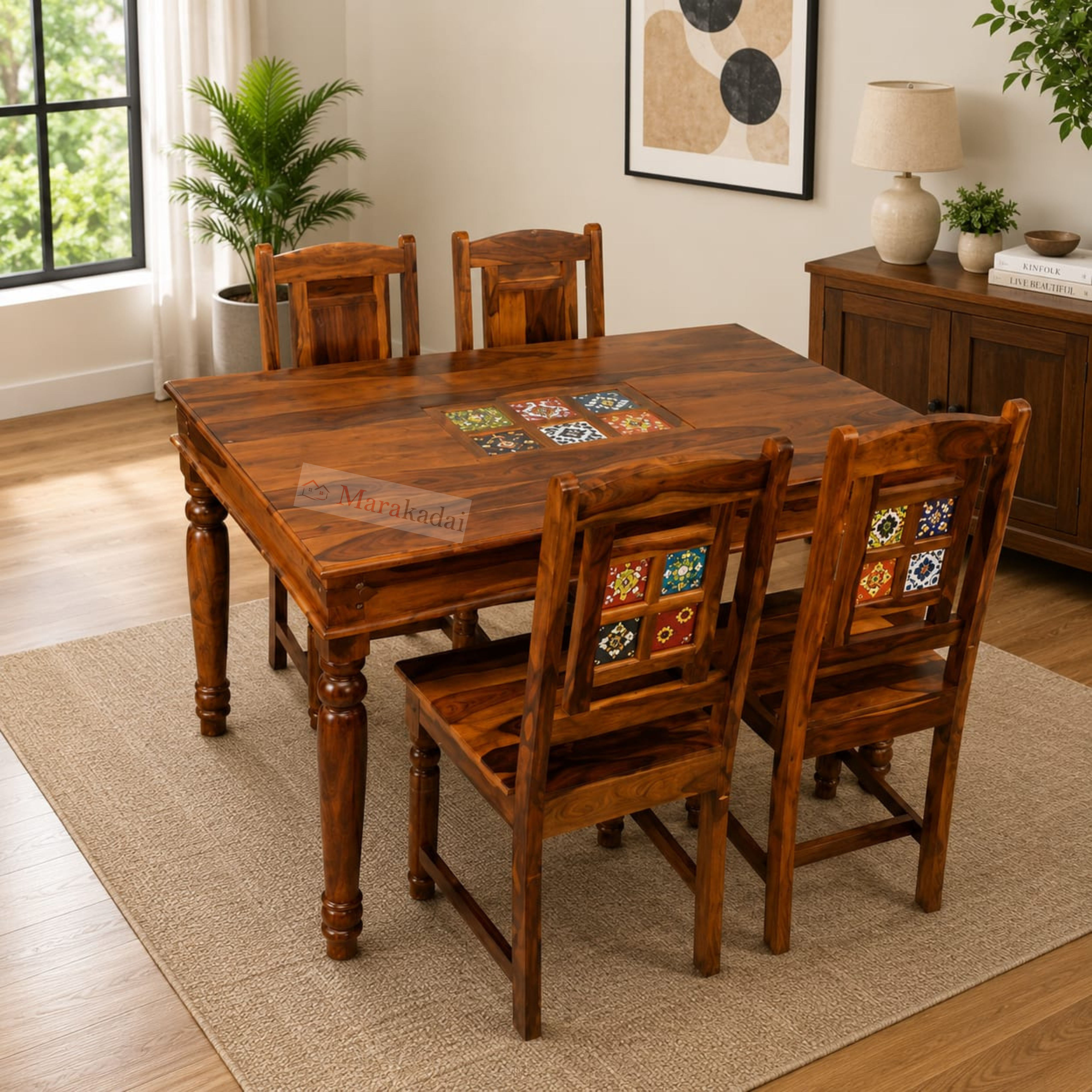 Tile Dining Table 4ft 1+4