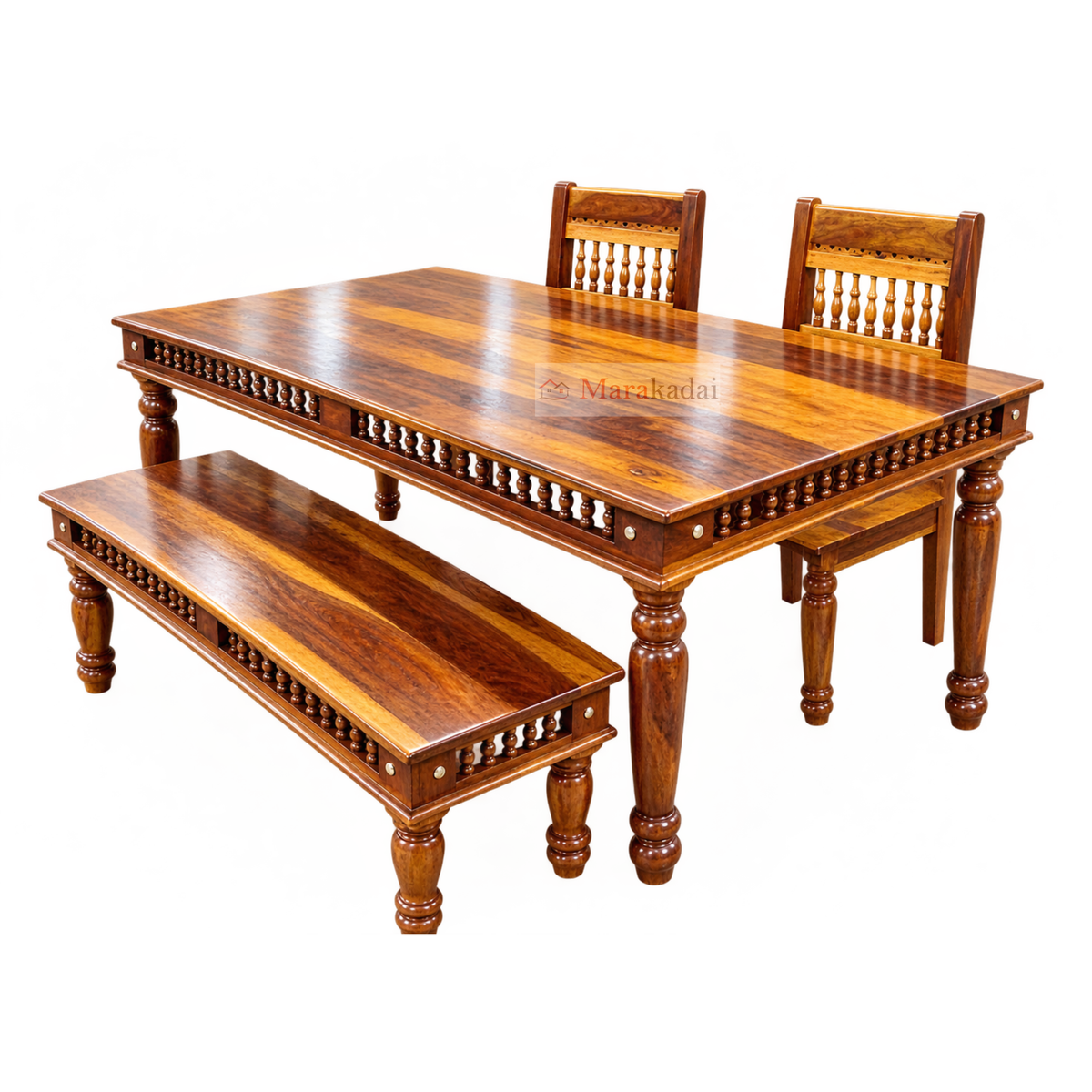 GILLI 5FT DINING TABLE SET WITH BENCH 1+2+1