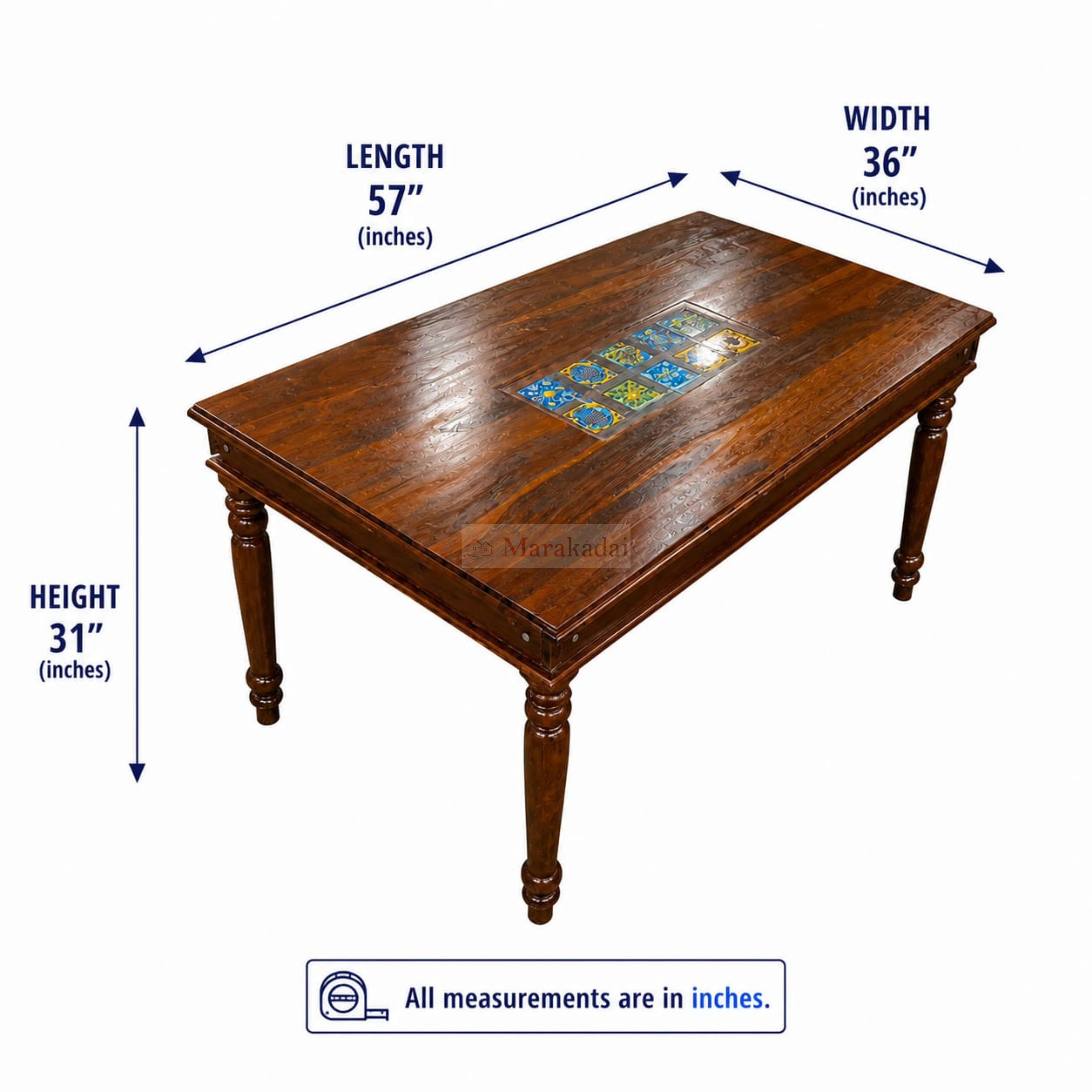 TILES DINNING TABLE  5FT 1+4