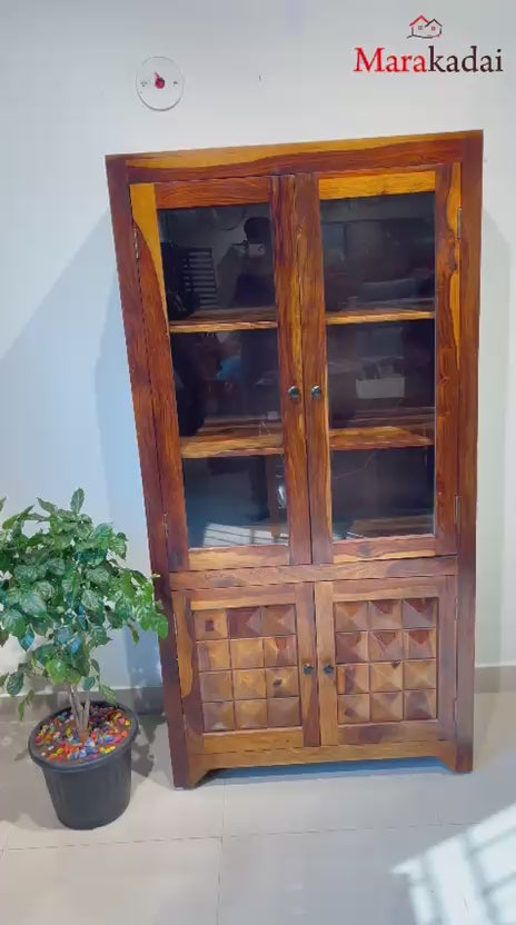 2 Door Glass Book Shelf